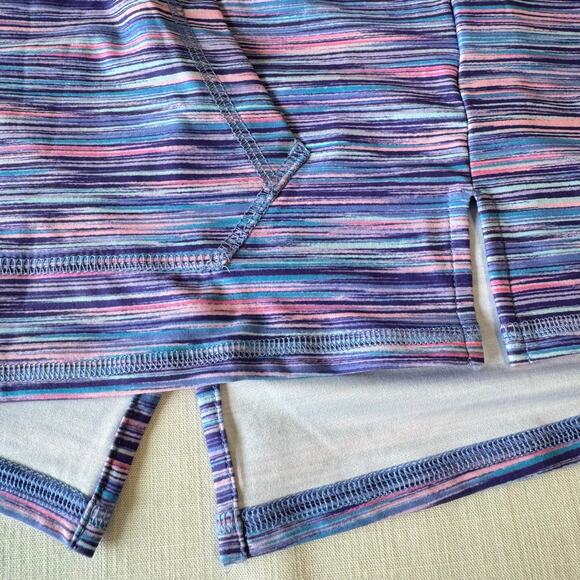 LAND'S END Athletic Pullover Hoodie Girls Youth Size L 10/12 Purple Pink Stripe - Picture 8 of 14